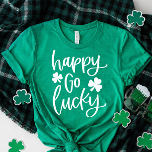 T-shirt Heureux Go Lucky Whimsy White Typographie
