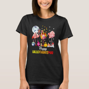 T-shirt Heureux Hallothanksmas Flamant rose rose sorcière 