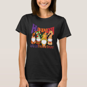 T-shirt Heureux Hallothanksmas Gnomes Witch Santa Hat Pump