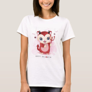 T-shirt heureux Halloween Cute Devil Kitty