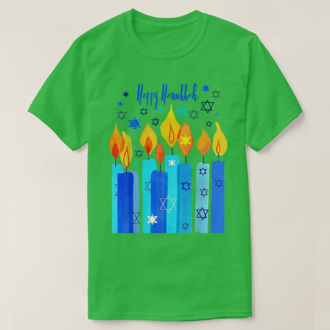 T-shirt Heureux Hanoukka Chanukkah Star De David Menorah J (Design devant)