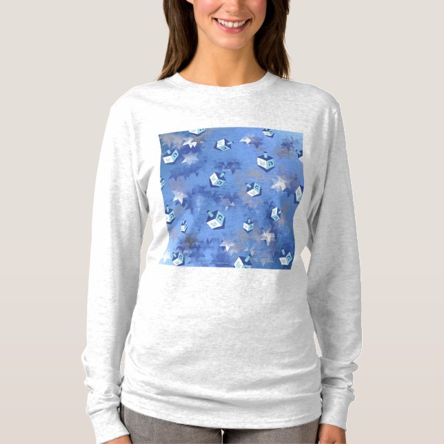 T-shirt Heureux Hanoukka Falling Star et Dreidels (Devant)