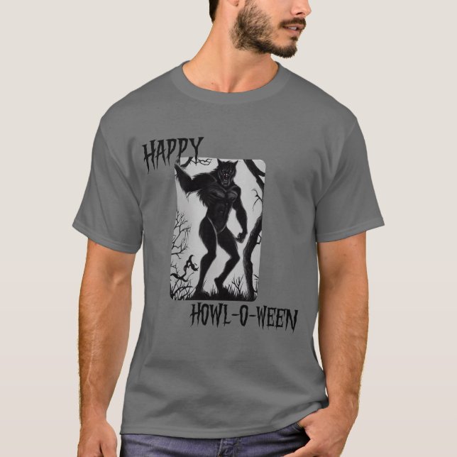T-shirt Heureux Howl-o-ween Werewolf (Devant)