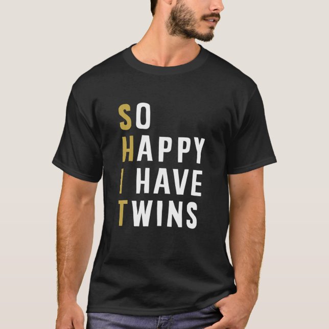 T-shirt Heureux J'Ai Des Jumeaux Drôle Parent Maman Papa D (Devant)