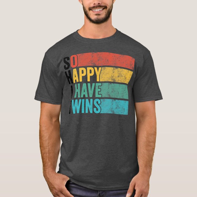 T-shirt Heureux J'Ai Des Jumeaux Drôle Parent Maman Papa D (Devant)