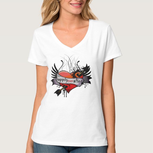 T-shirt Heureux Jamais Après Un Grunge Gothique (Devant)