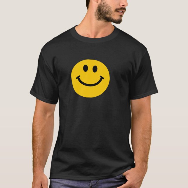 T-shirt heureux jaune de noir de visage (Devant)