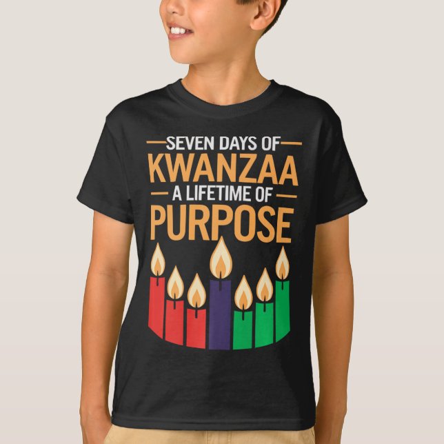 T-shirt Heureux Kwanzaa bougies Afrique Fête Afrique Améri (Devant)