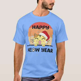 T-shirt heureux nouvel an 2023 avec drôle chat