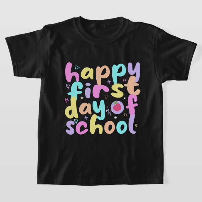 T-shirt heureux premier jour de l'école chemise retro (Poser)