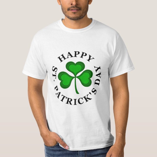 T-shirt HEUREUX ST. PATRICK'S DAY Texte avec Shamrock vert (Devant)