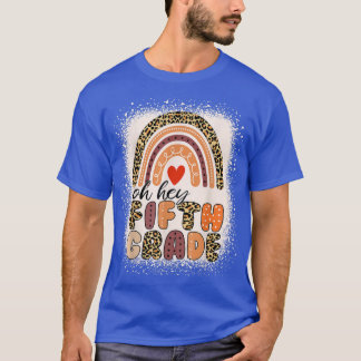 T-shirt Hey 5E Grade Rainbow Bleached 1er Jour De L'École