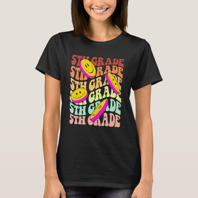 T-shirt hey 5th fifth grade teacher Back To School Retro s (Devant)