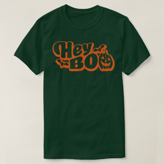 T-shirt Hey Boo Funny Mignonne Halloween Ghost Citrouille  (Design devant)