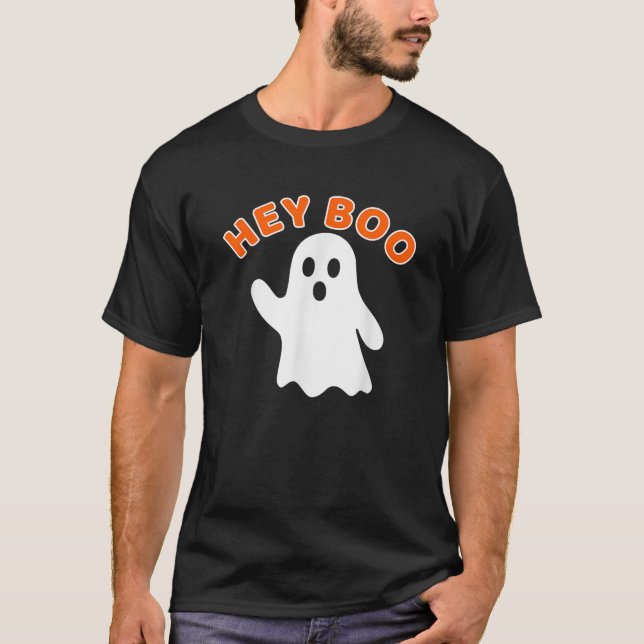 T-shirt Hey Boo Ghost Funny Automne Halloween Graphisme (Devant)