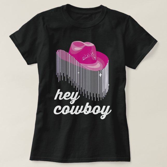 T-shirt Hey Cowboy Funny Cowgirl Casquette (Design devant)