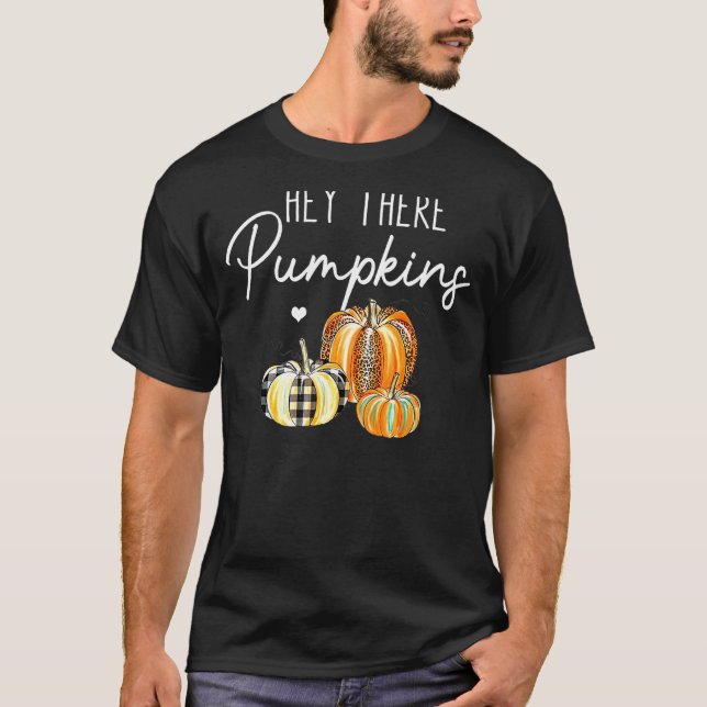 T-shirt Hey Là Citrouille Leopard Citrouille Thanksgiving  (Devant)