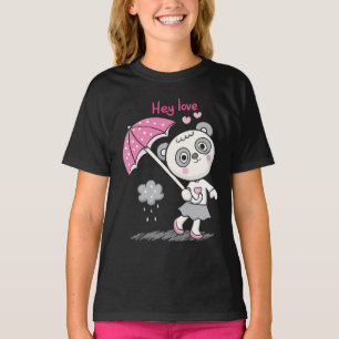 T-shirt Hey Love Panda Funny Mignonne fille