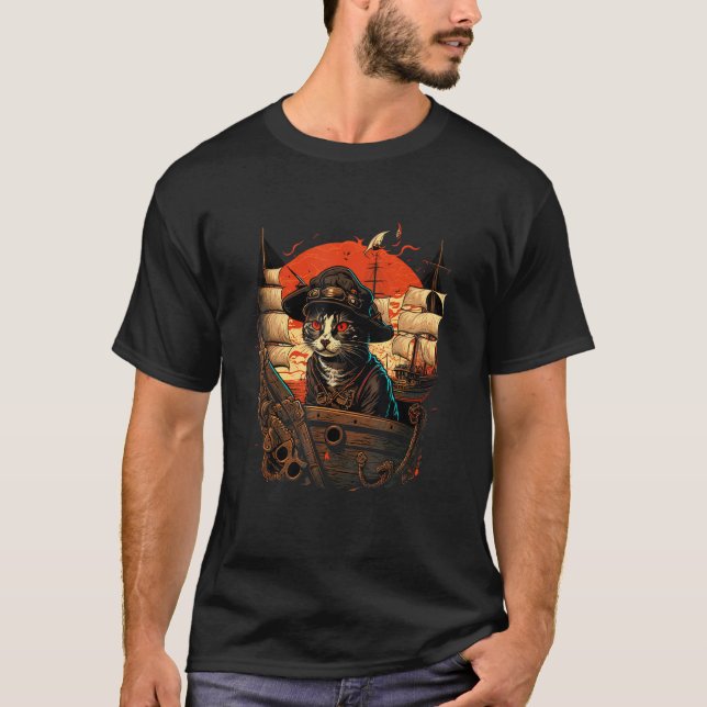 T-shirt Hey the Jolly Paw! Pirate Design for Cat and Pirat (Devant)