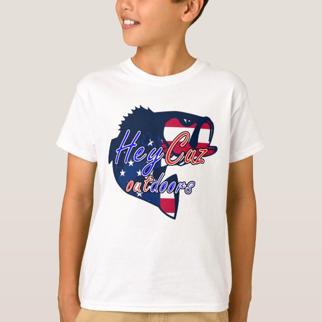 T-shirt HeyCuz Outdoors USA Pavillon Bass Logo (Devant)