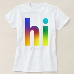 T-shirt Hi Rainbow Gay LGBT Queer Nom tendance Customisé