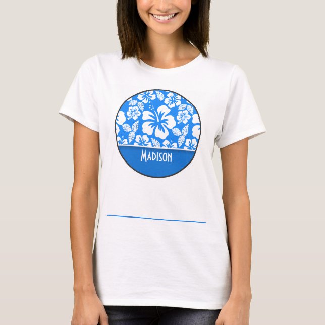 T-shirt Hibiscus bleu bleu bleu bleu ; Personnalisé (Devant)