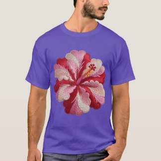 T-shirt hibiscus broderie Surdimensionné