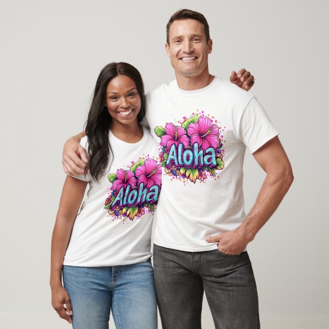 T-shirt Hibiscus d'Aloha coloré (Unisexe)