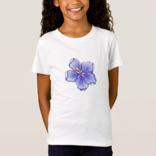 T-Shirt Hibiscus & dentelle BLEU
