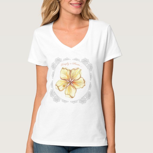 T-shirt Hibiscus & dentelle JAUNE (Devant)