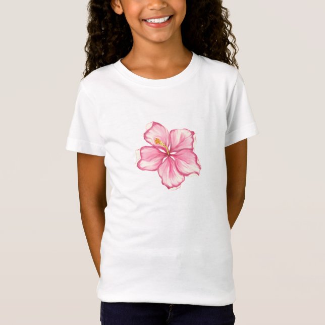 T-Shirt Hibiscus & dentelle PINK (Devant)
