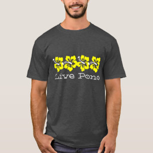 T-shirt Hibiscus jaune hawaïen LIVE PONO Surfer Rétro
