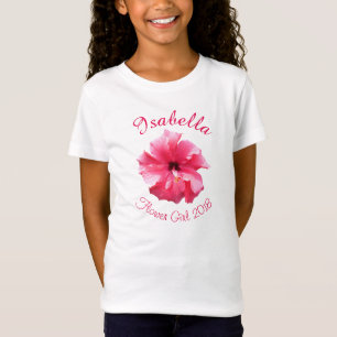 T-Shirt Hibiscus tropical Fille à fleurs roses
