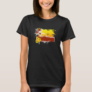 T-shirt Hibiscus tropicaux Flore Palm Leaf Hawaiian