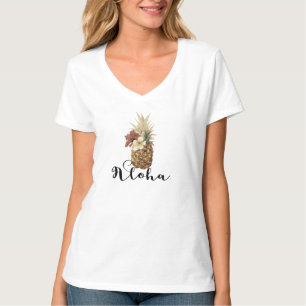 T-shirt Hibiscus vintage d'ananas tropicale Aloha floral