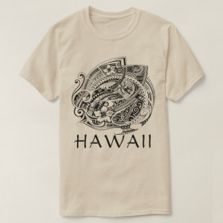 T-shirt HIBISICUS POLYNESIAN TRIBAL HAWAII Blk