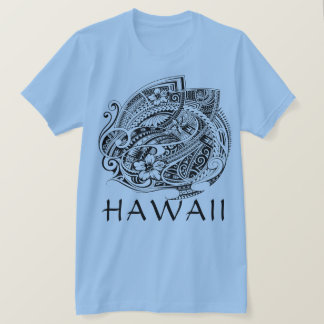 T-shirt HIBISICUS POLYNESIAN TRIBAL HAWAII Blk