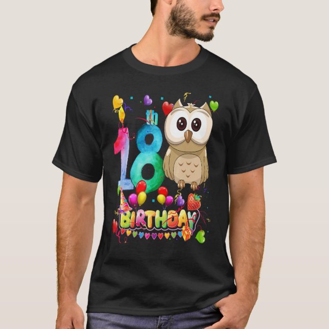 T-shirt Hibou 18 ans Enfants 18e hibou Anniversaire (Devant)