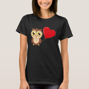 T-shirt Hibou avec coeur Ballons Valentines Jour Amour Gar