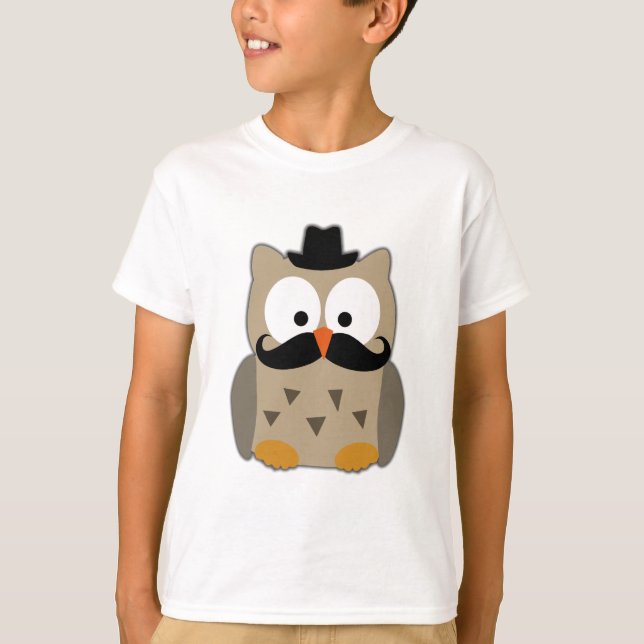 T-shirt Hibou avec Moustache et Casquette (Devant)
