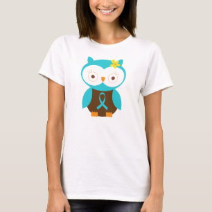 T-shirt Hibou de conscience de ruban de turquoise