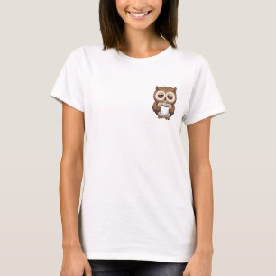 T-shirt Hibou de dessin animé fatigué tenant une tasse de