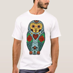 T-shirt Hibou de grange de crâne de sucre
