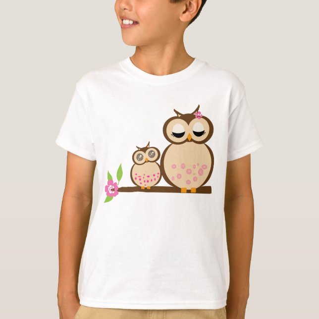 T-shirt Hibou de mère et de bébé (Devant)