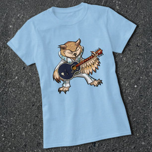 T-shirt Hibou drôle Rock And Roll Chanteur & Guitariste De