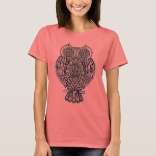 T-shirt Hibou fleuri tiré par la main inspiré