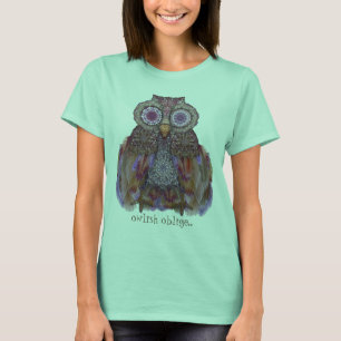T-shirt Hibou magique. Collage avec la dentelle et les