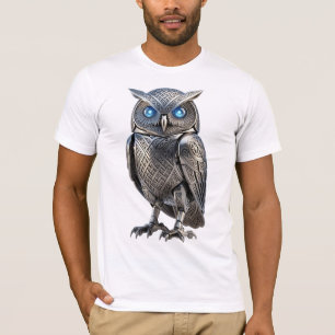 T-shirt Hibou mécanique celtique argent Steampunk