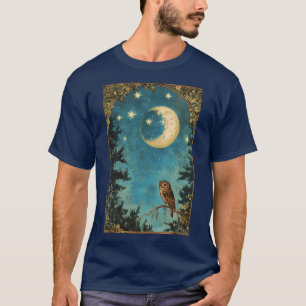 T-SHIRT HIBOU NOCTURNE PLEINE LUNE ET NUIT ÉTOILÉE
