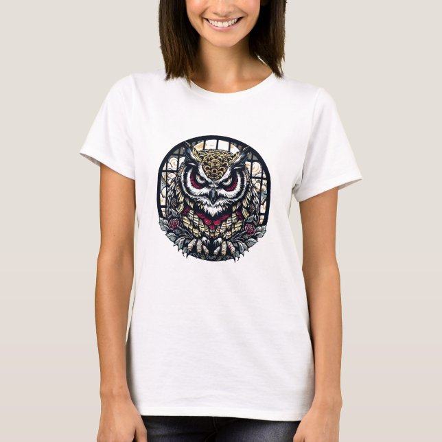 T-shirt Hiboux dans les fenêtres rondes (Devant)